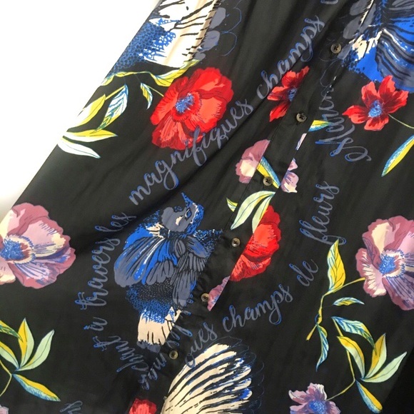 FREE PEOPLE SILKY NIGHTS FLORAL BUTTON DOWN TUNIC - Picture 10 of 12